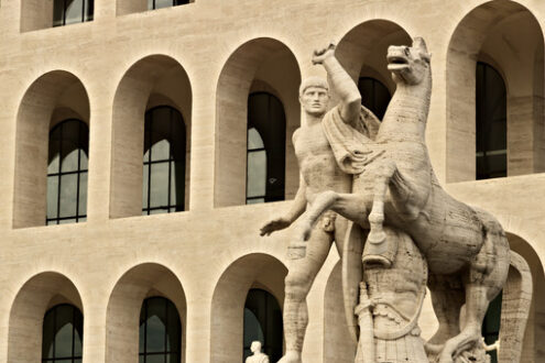 Palace of Italian Civilization built in Rome EUR. Fendi exhibition. - MyVideoimage.com | Foto stock & Video footage