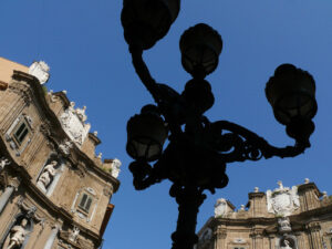 Palermo, Sicily, Italy. Ancient iron lamp post. - MyVideoimage.com