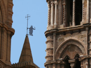 Palermo, Sicily, Italy. Details of the cathedral. Bell tower. - MyVideoimage.com