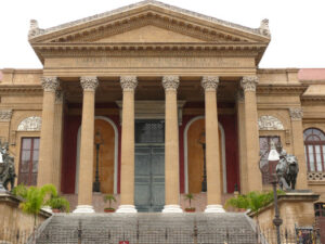 Palermo, Sicily, Italy.  Main facade of the Teatro Massimo. - MyVideoimage.com