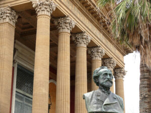 Palermo, Sicily, Italy.  Main facade of the Teatro Massimo. - MyVideoimage.com