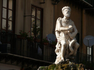 Palermo, Sicily, Italy.  Pretoria fountain. - MyVideoimage.com