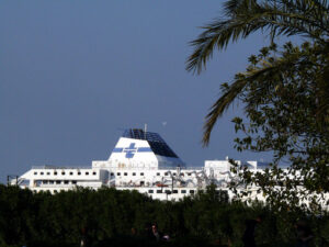 Palermo, Sicily, Italy. Tirrenia ship anchored at the port of Palermo. - MyVideoimage.com