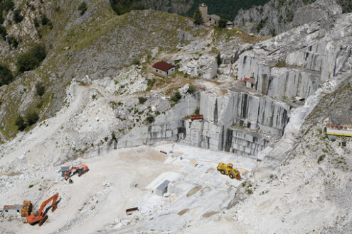 Marble quarries Panorama of the Carrara marble quarries on the Apuan Alps in Tuscany. Stock photos.