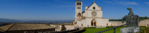 Panoramic photograph of the Basilica of San Francesco in Assisi. - MyVideoimage.com