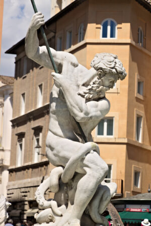 Piazza Navona, Roma, fontana. Fountain of Neptune in Piazza Navona, Rome. - MyVideoimage.com | Foto stock & Video footage