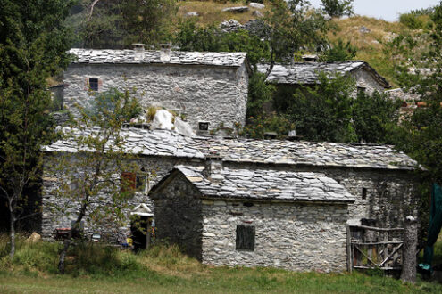 Picturesque village. Garfagnana. Alpi Apuane. Houses in stone and white marble stones. Garfagnana,  Campocatino, Apuan Alps, Lucca, Tuscany. Italy. Toscana - MyVideoimage.com | Foto stock & Video footage