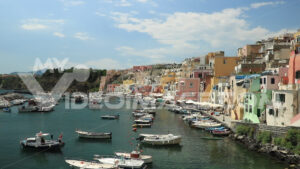 Procida houses video footage. Bay of the port of Corricella on the Island of Procida.  Video footage. - MyVideoimage.com | Foto stock & Video footage