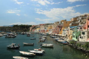 Procida island. Procida Island near Naples. Port of Corricella frequented by fis - MyVideoimage.com | Foto stock & Video footage