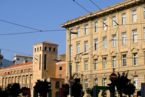 Public buildings in La Spezia. Costa high school and post office. Stock photos. - MyVideoimage.com | Foto stock & Video footage