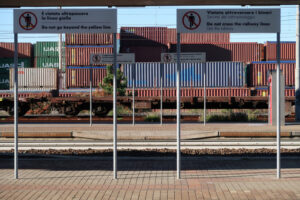 Railway station and container depot. - MyVideoimage.com