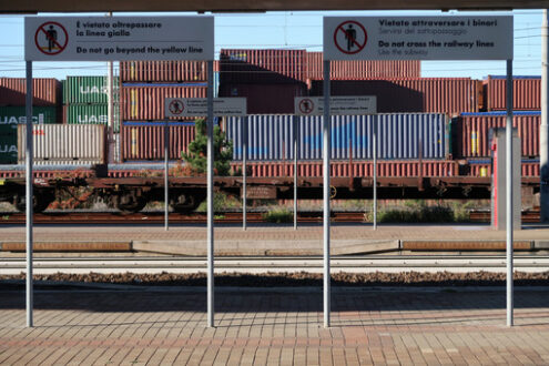 Railway station and container depot. - MyVideoimage.com