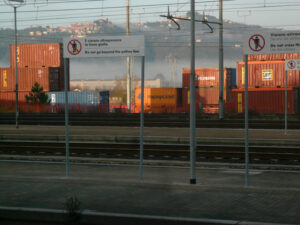 Railway station and container depot. - MyVideoimage.com