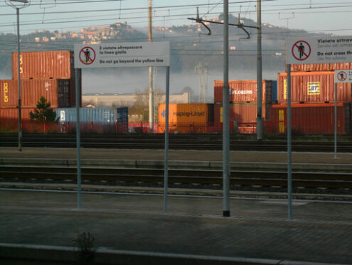 Railway station and container depot. - MyVideoimage.com