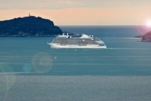 Regent Seven Seas Explorer cruise ship in the Ligurian Sea. Foto navi. Ships photo.