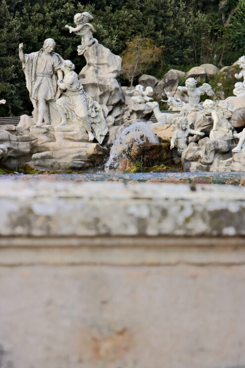 Reggia di Caserta, Italy. 10/27/2018. Fountain with sculptures in white marble - MyVideoimage.com