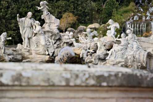 Reggia di Caserta, Italy. 10/27/2018. Fountain with sculptures in white marble - MyVideoimage.com