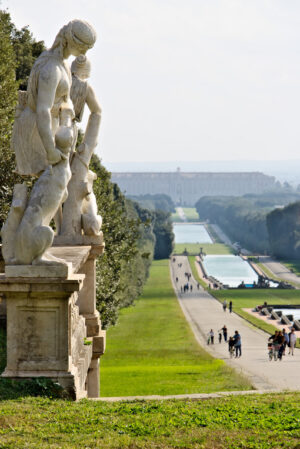 Reggia di Caserta, Italy. 10/27/2018. Large fountain in the park with tanks at various levels. - MyVideoimage.com