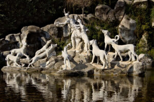 Reggia di Caserta, Italy. 10/27/2018. Monumental fountain with sculptures in white marble - MyVideoimage.com