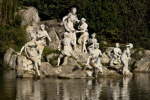 Reggia di Caserta, Italy. 10/27/2018. Monumental fountain with sculptures in white marble - MyVideoimage.com