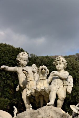 Reggia di Caserta, Italy. 10/27/2018. Sculptures in white marble as decoration of the fountains - MyVideoimage.com