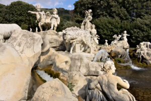 Reggia di Caserta, Italy. 10/27/2018. Sculptures in white marble as decoration of the fountains - MyVideoimage.com