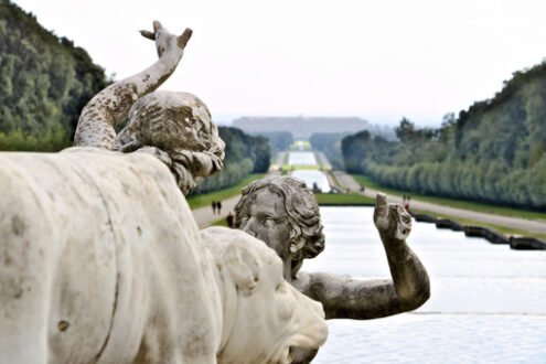 Reggia di Caserta, Italy. 10/27/2018. Sculptures in white marble as decoration of the fountains - MyVideoimage.com