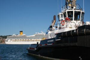 Rimorchiatore in porto. La Spezia. Tugboat anchored at the port of La Spezia. - MyVideoimage.com | Foto stock & Video footage