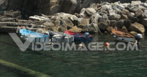 Riomaggiore video footage. Riomaggiore to the Cinque Terre. Colored houses on the sea.  Video footage.