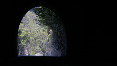 Road tunnel. A gallery in the streets leading to the Carrara marble quarries. - MyVideoimage.com | Foto stock & Video footage