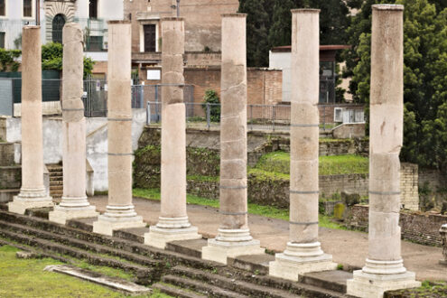 Roman forum. Rome. Row of columns at the Roman forum. The columns are visible - MyVideoimage.com | Foto stock & Video footage