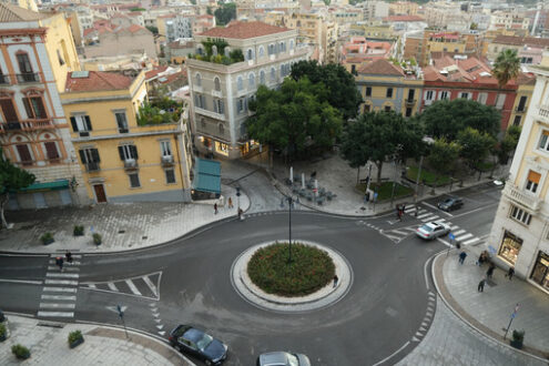 Roundabout in Cagliari. Roundabout in the city. Stock photos. - MyVideoimage.com | Foto stock & Video footage