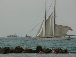 Sailing vessel. Ancient sailing vessel in the Ligurian sea. - MyVideoimage.com | Foto stock & Video footage