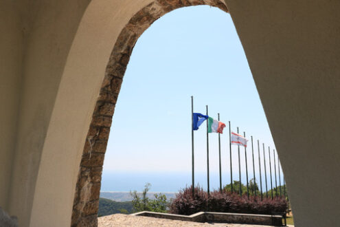 Sant’Anna di Stazzema. Massaccro nazista. Ossuary monument of Sant’Anna di Stazzema. Memorial of the Nazi massacre of 12 August 1944. - MyVideoimage.com | Foto stock & Video footage