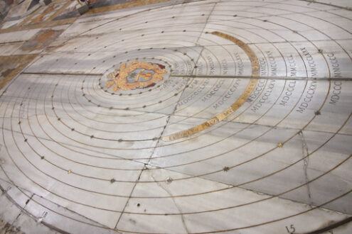 Santa Maria degli Angeli. Marble sundial on the floor of an ancient church. - MyVideoimage.com | Foto stock & Video footage