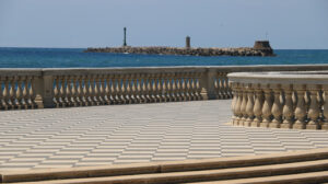 Seafront of Livorno. The  Mascagni terrace is a famous place and meeting place for the citizens of the Tuscan city. - MyVideoimage.com