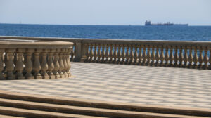 Seafront of Livorno. The  Mascagni terrace is a famous place and meeting place for the citizens of the Tuscan city. - MyVideoimage.com