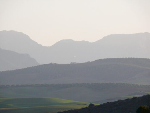Spain panorama. Panorama of mountains and valleys near Ronda, Spain. - MyVideoimage.com | Foto stock & Video footage