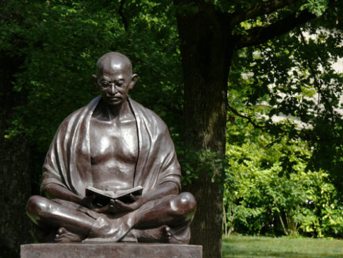 Statue of Mahatma Gandhi in the Ariana Park - MyVideoimage.com