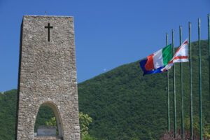 Stazzema. Strage di Sant’Anna. Ossuary monument of Sant’Anna di Stazzema. Memorial of the Nazi massacre of 12 August 1944. - MyVideoimage.com | Foto stock & Video footage