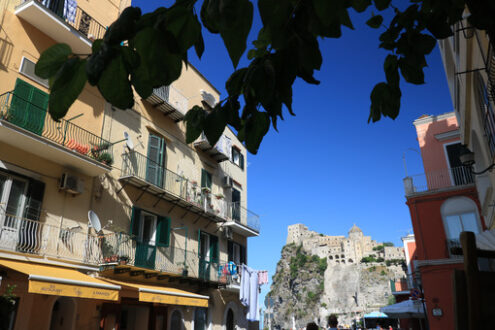 Street with Mediterranean palace. In the background the ancient - MyVideoimage.com