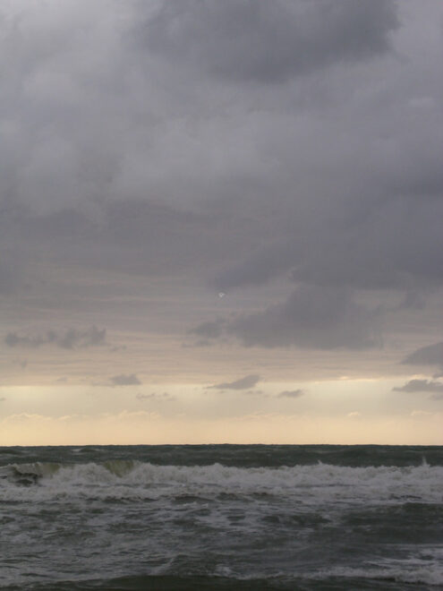 Sunset in Viareggio. Sunset on the Versilia beach.
