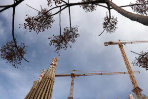 The construction site of the Sagrada Familia originally designed by Antoni Gaudi. - MyVideoimage.com