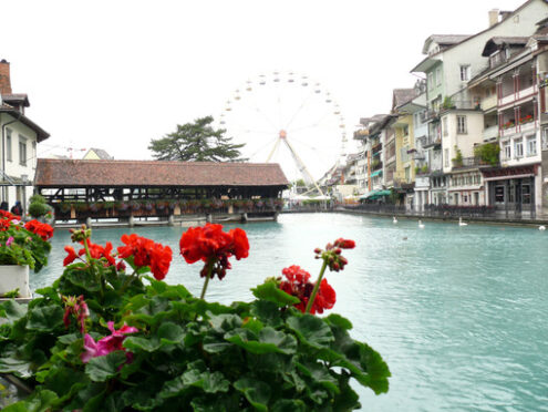 Thun, Switzerland. Portico on the river - MyVideoimage.com