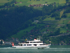 Thunersee, Switzerland. 08/03/2009. Boat on the lake - MyVideoimage.com