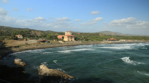 Torre della Tagliata or Puccini Tower, on the beach of Ansedonia - MyVideoimage.com