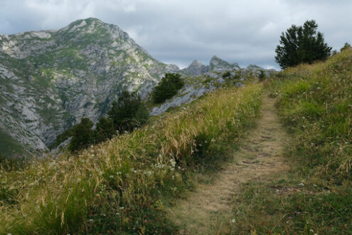 Trail on the top of a mountain in the Apuan Alps in Tuscany. - MyVideoimage.com | Foto stock & Video footage