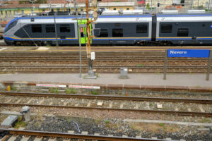 Train on the tracks. Train on the tracks at Novara station. Stock photos. - MyVideoimage.com | Foto stock & Video footage