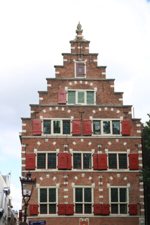 Typical Dutch houses seen from the canals of Amsterdam. Bricks f - MyVideoimage.com