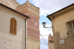 Typical houses with turrets in Magliano in Toscana. Maremma, Ita - MyVideoimage.com